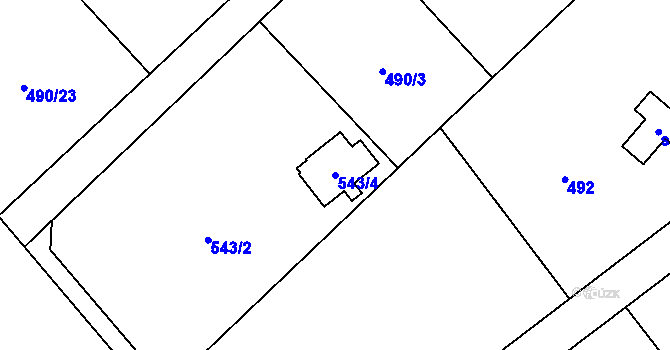 Parcela st. 543/4 v KÚ Černolice, Katastrální mapa