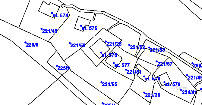 Parcela st. 576 v KÚ Černolice, Katastrální mapa