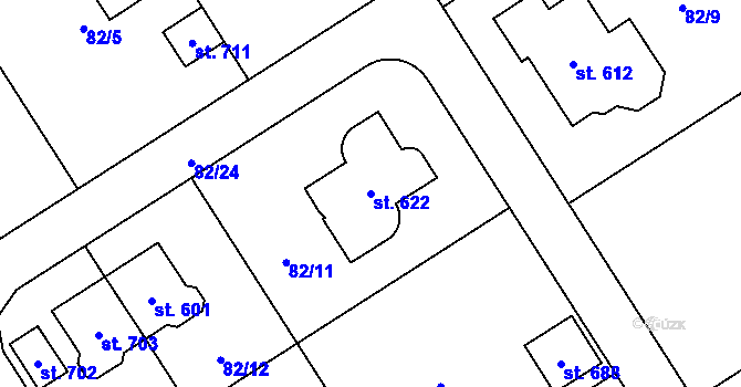 Parcela st. 622 v KÚ Černolice, Katastrální mapa