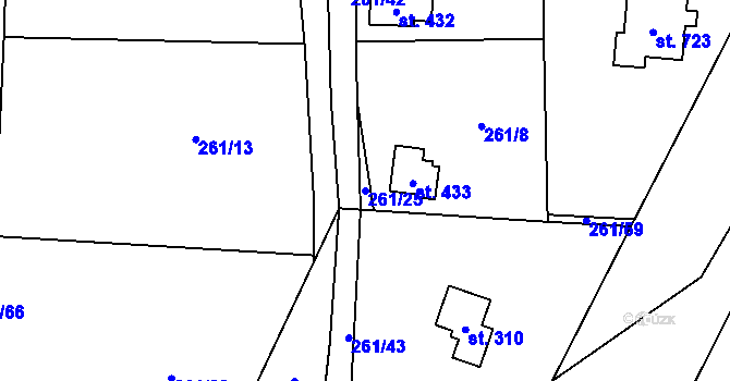 Parcela st. 261/25 v KÚ Černolice, Katastrální mapa