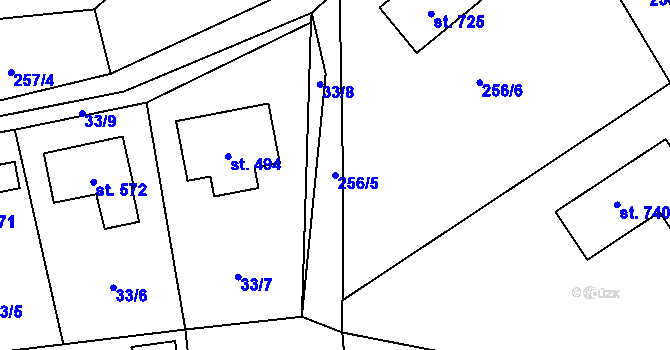 Parcela st. 256/5 v KÚ Černolice, Katastrální mapa
