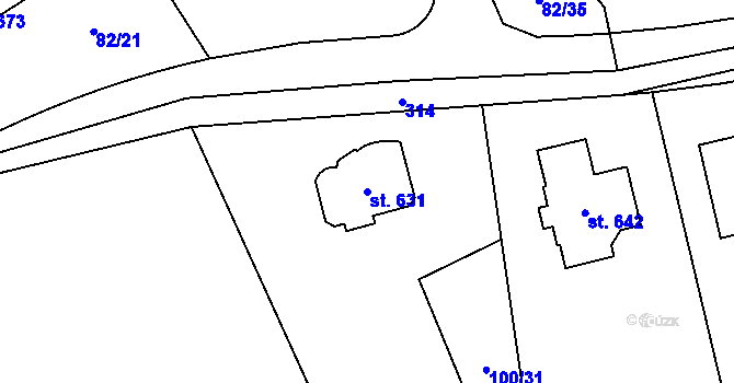 Parcela st. 631 v KÚ Černolice, Katastrální mapa