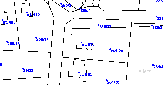 Parcela st. 633 v KÚ Černolice, Katastrální mapa