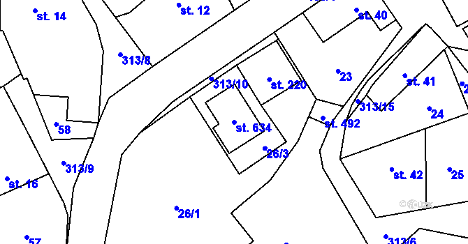 Parcela st. 634 v KÚ Černolice, Katastrální mapa