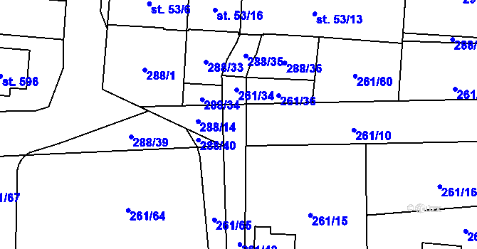 Parcela st. 261/33 v KÚ Černolice, Katastrální mapa