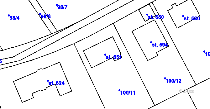 Parcela st. 651 v KÚ Černolice, Katastrální mapa