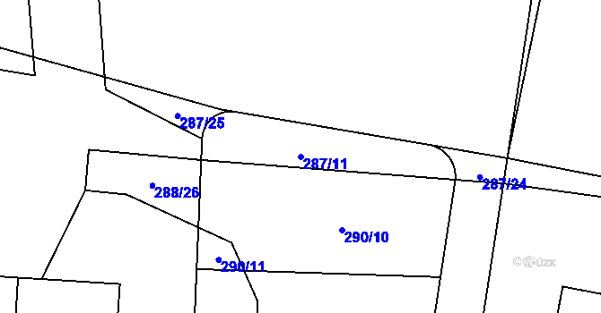 Parcela st. 287/11 v KÚ Černolice, Katastrální mapa