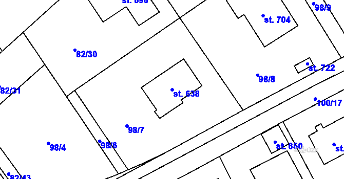 Parcela st. 638 v KÚ Černolice, Katastrální mapa