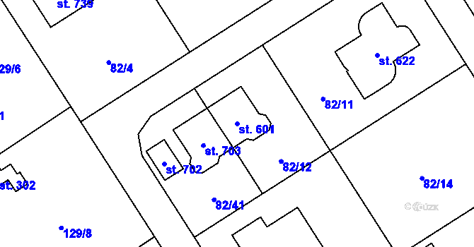 Parcela st. 601 v KÚ Černolice, Katastrální mapa
