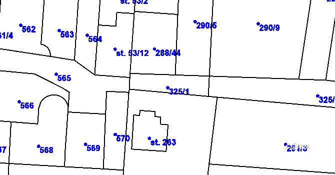 Parcela st. 325/1 v KÚ Černolice, Katastrální mapa