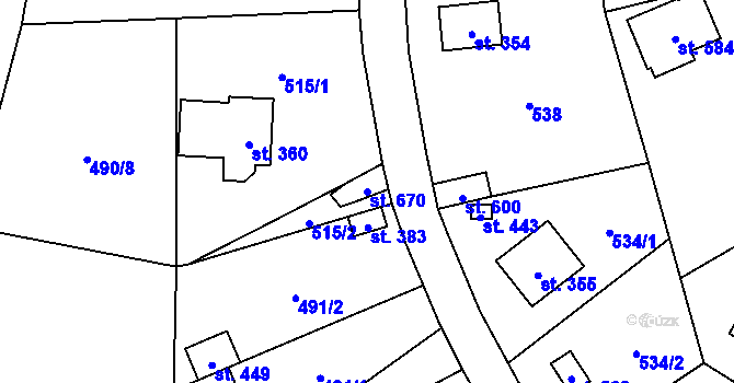 Parcela st. 670 v KÚ Černolice, Katastrální mapa