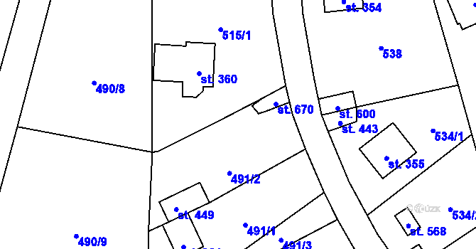 Parcela st. 515/2 v KÚ Černolice, Katastrální mapa