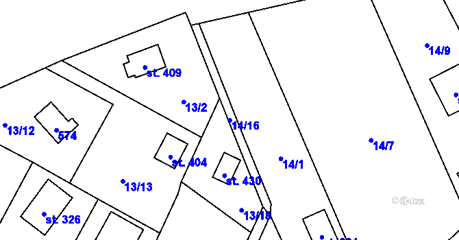 Parcela st. 14/16 v KÚ Černolice, Katastrální mapa