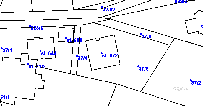 Parcela st. 672 v KÚ Černolice, Katastrální mapa