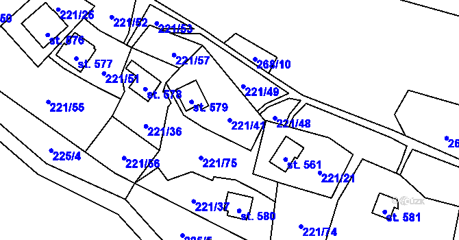 Parcela st. 221/41 v KÚ Černolice, Katastrální mapa