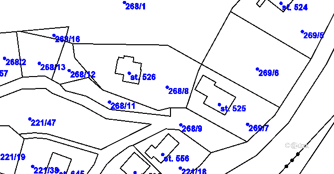 Parcela st. 268/8 v KÚ Černolice, Katastrální mapa