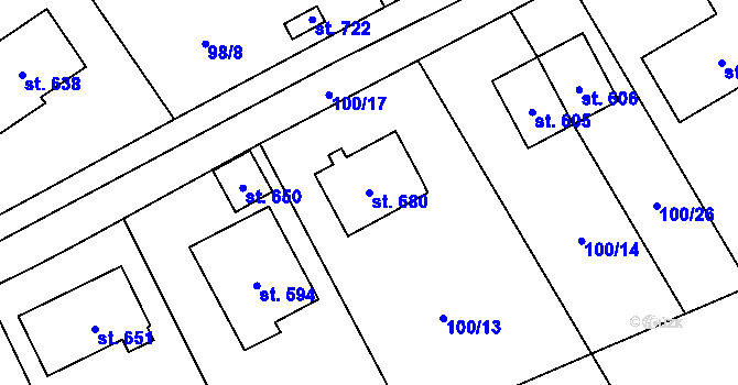 Parcela st. 680 v KÚ Černolice, Katastrální mapa
