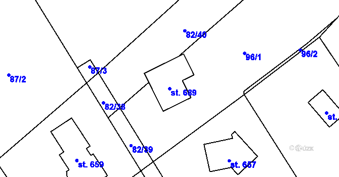 Parcela st. 689 v KÚ Černolice, Katastrální mapa