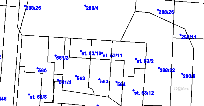 Parcela st. 53/11 v KÚ Černolice, Katastrální mapa