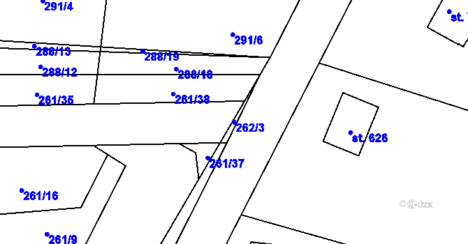 Parcela st. 262/3 v KÚ Černolice, Katastrální mapa