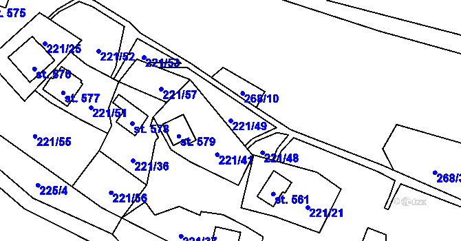 Parcela st. 221/49 v KÚ Černolice, Katastrální mapa