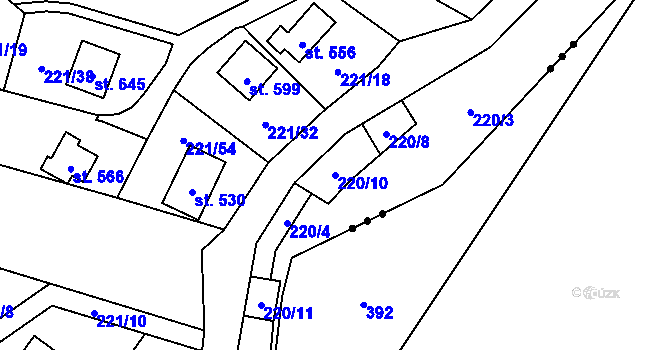 Parcela st. 220/10 v KÚ Černolice, Katastrální mapa