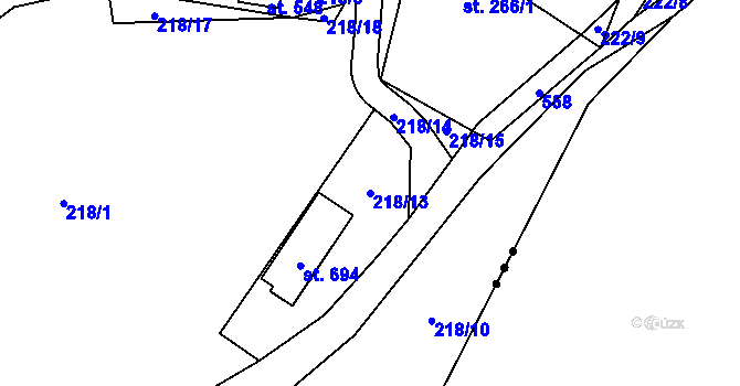 Parcela st. 218/13 v KÚ Černolice, Katastrální mapa
