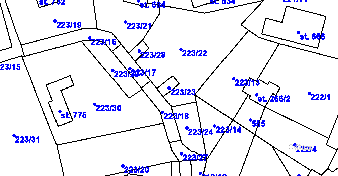 Parcela st. 223/23 v KÚ Černolice, Katastrální mapa