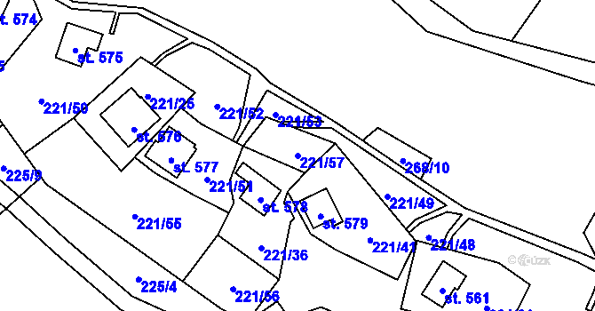 Parcela st. 221/57 v KÚ Černolice, Katastrální mapa