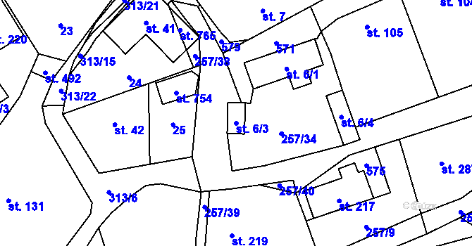 Parcela st. 6/3 v KÚ Černolice, Katastrální mapa