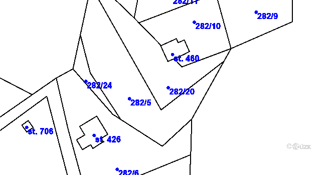 Parcela st. 282/20 v KÚ Černolice, Katastrální mapa