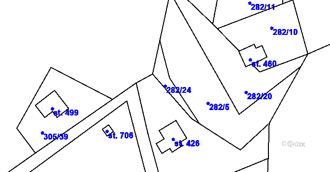 Parcela st. 282/24 v KÚ Černolice, Katastrální mapa