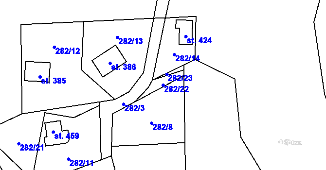 Parcela st. 282/22 v KÚ Černolice, Katastrální mapa