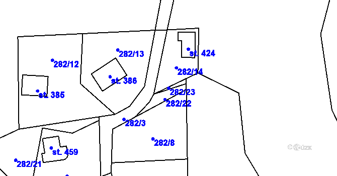 Parcela st. 282/23 v KÚ Černolice, Katastrální mapa