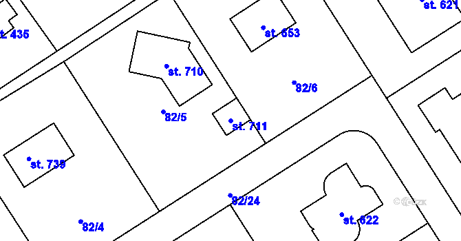 Parcela st. 711 v KÚ Černolice, Katastrální mapa