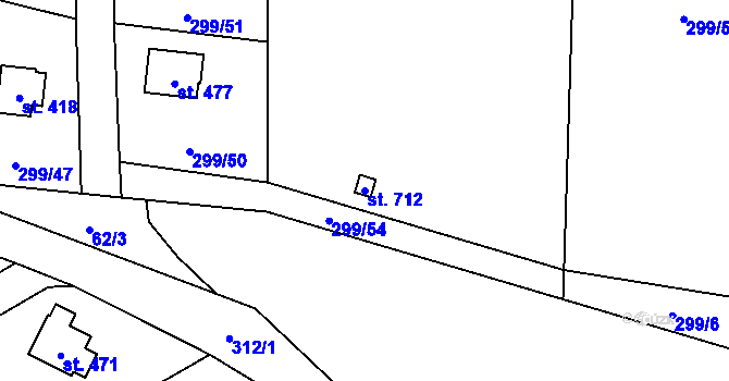 Parcela st. 712 v KÚ Černolice, Katastrální mapa