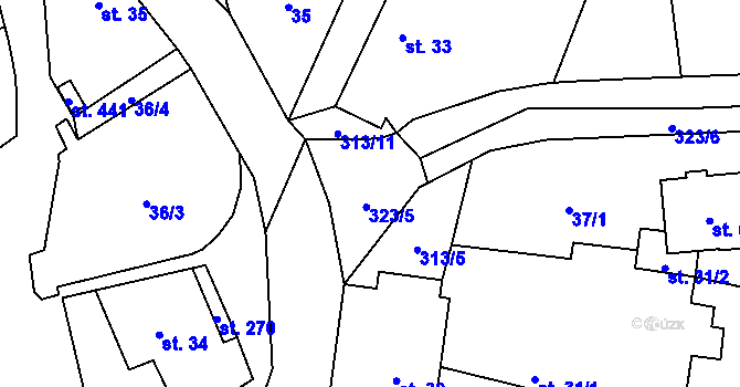 Parcela st. 323/5 v KÚ Černolice, Katastrální mapa