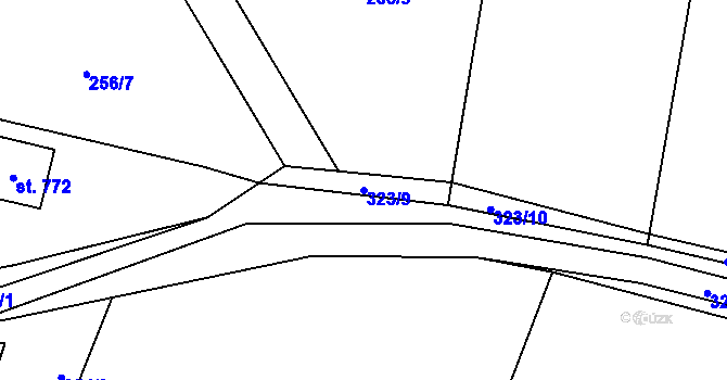 Parcela st. 323/9 v KÚ Černolice, Katastrální mapa