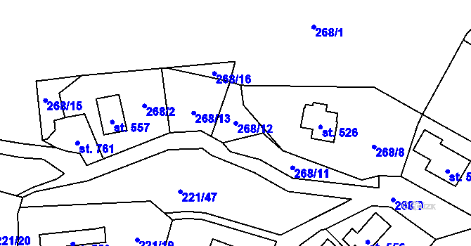 Parcela st. 268/12 v KÚ Černolice, Katastrální mapa