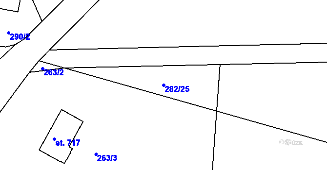 Parcela st. 282/25 v KÚ Černolice, Katastrální mapa