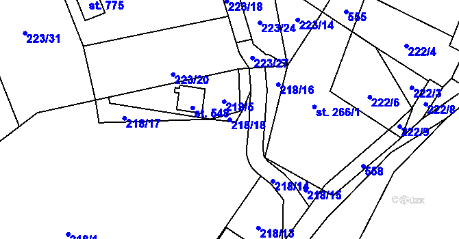 Parcela st. 218/18 v KÚ Černolice, Katastrální mapa