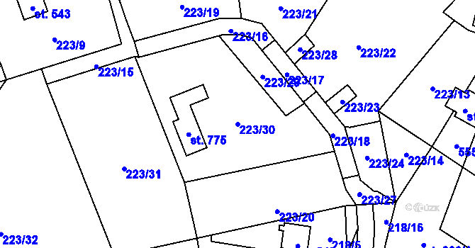 Parcela st. 223/30 v KÚ Černolice, Katastrální mapa