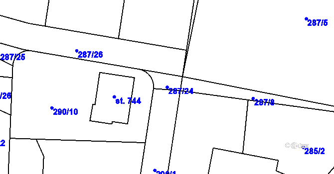 Parcela st. 287/24 v KÚ Černolice, Katastrální mapa