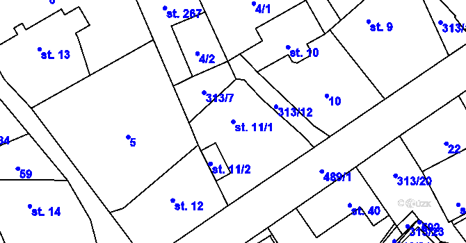 Parcela st. 11/1 v KÚ Černolice, Katastrální mapa