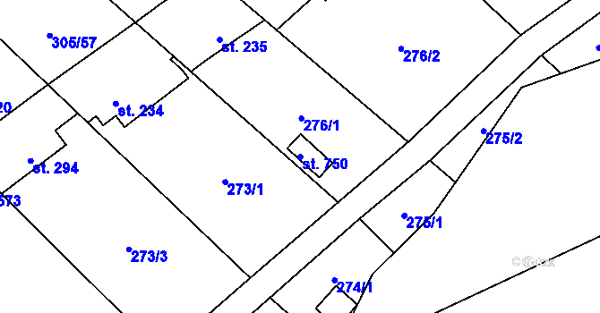 Parcela st. 750 v KÚ Černolice, Katastrální mapa