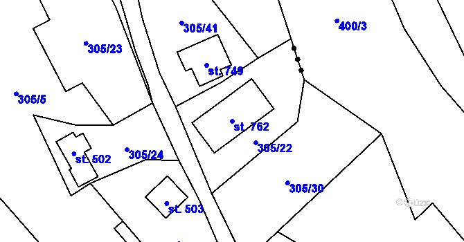 Parcela st. 762 v KÚ Černolice, Katastrální mapa