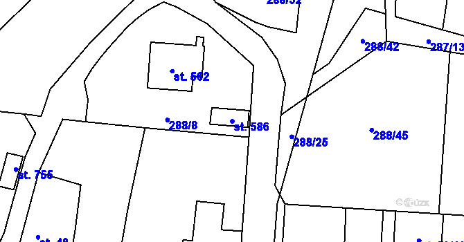 Parcela st. 586 v KÚ Černolice, Katastrální mapa