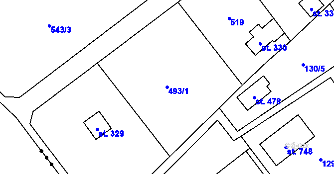 Parcela st. 493/1 v KÚ Černolice, Katastrální mapa