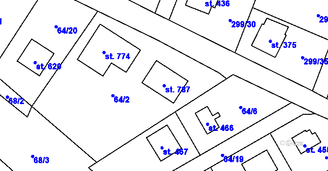 Parcela st. 787 v KÚ Černolice, Katastrální mapa