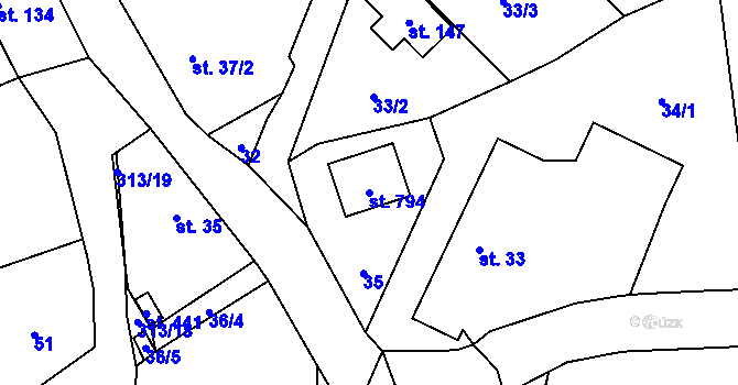 Parcela st. 794 v KÚ Černolice, Katastrální mapa